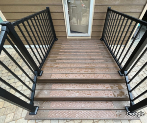 Chestnut Brown non-slip treads on synthetic wood stairs-customer photo