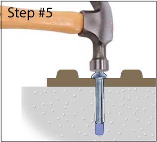 Handi-Treads installation on concrete-Step 5-set-pin-anchor-with-hammer