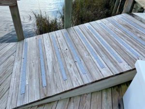 Aluminum Deck Treads on treated lumber ramp