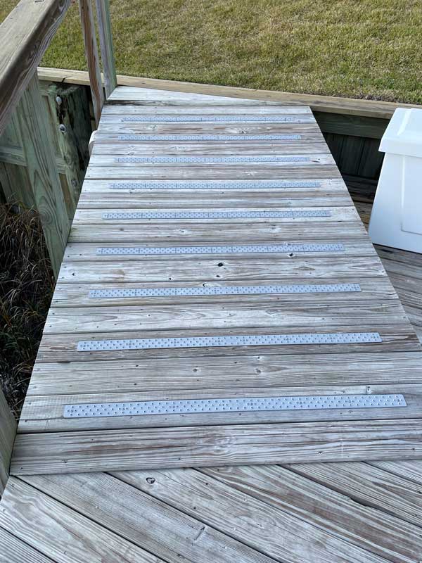 Aluminum Deck Treads on treated lumber ramp