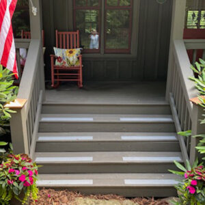 New England Gray Stair Treads on painted wood steps