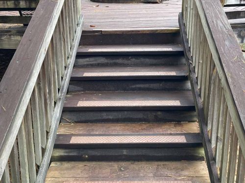 Aluminum Stair Treads on treated lumber steps
